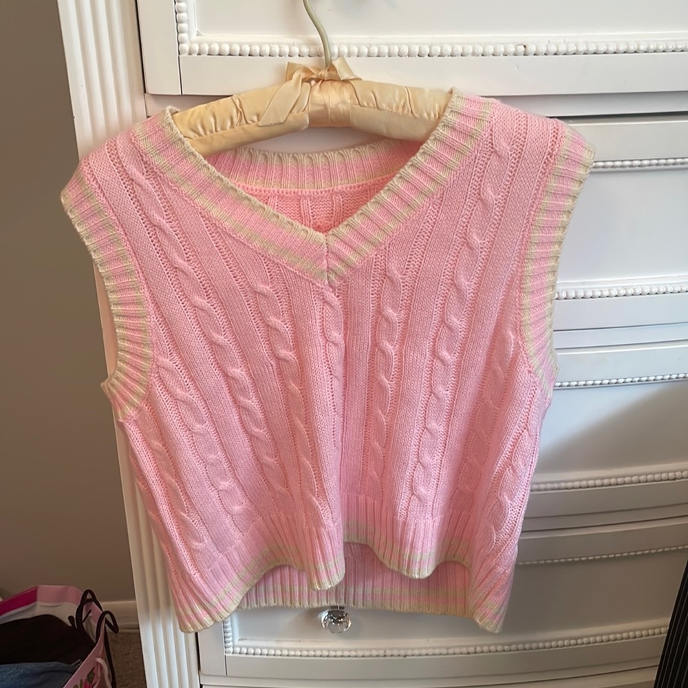 pink light sweater vest